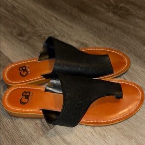 Gianni Bini Black Leather Slide Sandals